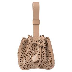 Alaia Vienne Old Rose Leather Laser Cut Bucket Bag