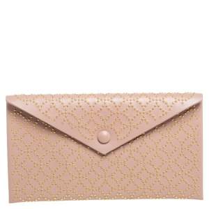 Alaia Pink Studded Leather Studded Envelope Clutch
