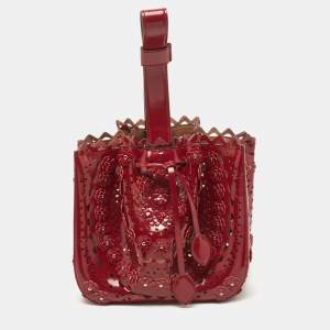 Alaia Burgundy Leather Laser Cut Bucket Bag