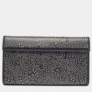 Alaia Black Leather Studded Clutch