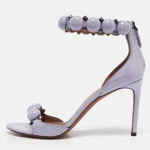 Alaia Purple Patent Bombe Stud Embellished Open Toe Sandals  Size 40