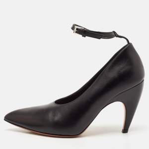 Alaia Black Leather Pointed Toe Ankle Strap Pumps Size 38