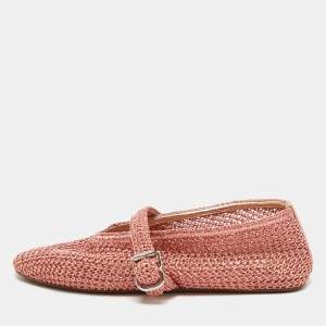 Pre Owned Alaia Orange Mesh Ballet Flats Size 38
