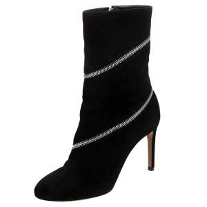 Alaia Black Suede Zip Around Ankle Boots Size 36.5