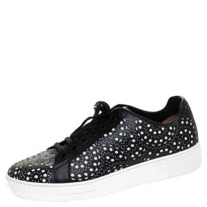 Alaia Black Laser Cut Leather Sneakers Size 41