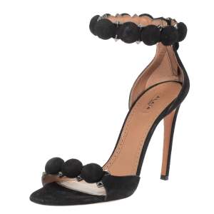 Pre Owned Alaia Green Suede Leather Bombe Ankle Strap Sandals Size 39