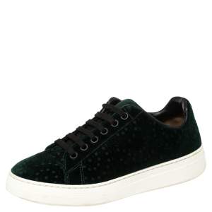 Alaia Green Velvet Laser Cut Lace Up Sneaker Size 36