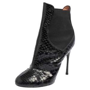 Alaia Black Python and Fabric Ankle Boots Size 38