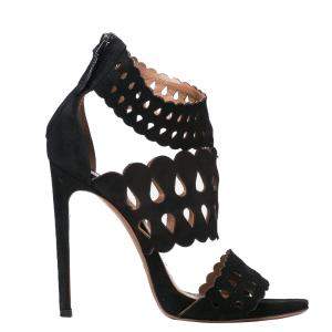 Pre Owned Alaia Black Suede Strap Sandals Size 39.5