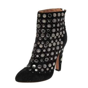 Alaia Black Suede Stud Embellished Ankle Boots Size 40.5