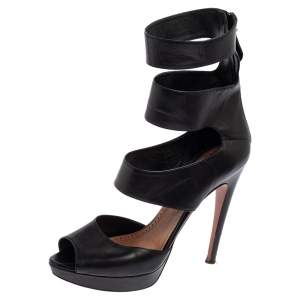 Alaia Black Leather Open Toe Platform Gladiator Sandals Size 40