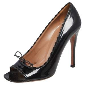 Alaia Black Patent Leather Open Toe  Pumps Size 37