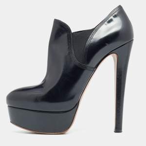  Alaia Black Leather and Elastic Panel Ankle Boots Size 40