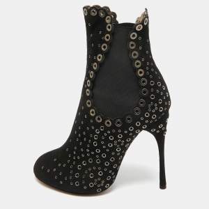 Alaia Black Suede Studded Ankle Boots Size 38