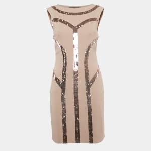 Alberta Ferretti Pink Embellished Crepe Sleeveless Mini Dress M