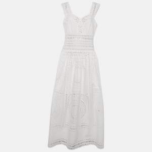 Alberta Ferreti White Lace Sleeveless Maxi Dress M
