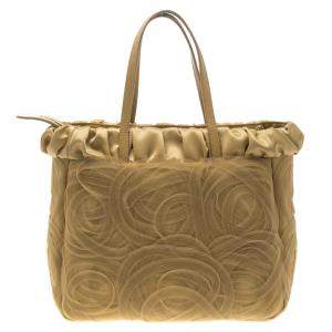 Alberta Ferretti Beige Net and Satin Tote