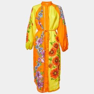Alemais Multicolor Floral Print Linen Shirt Dress M