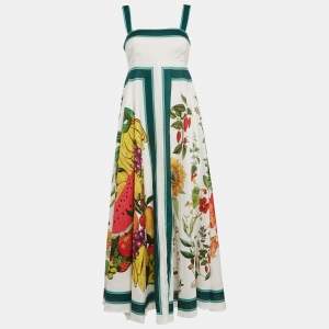 Alemais White Fruitta Print Linen Midi Sundress M