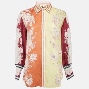 Alemais Yellow/Pink Floral Print Linen Long Sleeve Shirt S