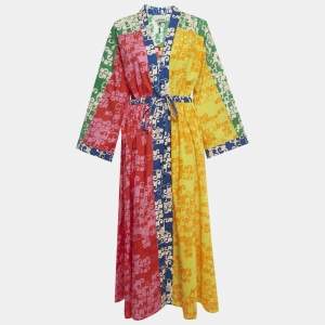 Pre Owned Alemais Multicolor Printed Louise Tie Waist Cotton Maxi Dress M