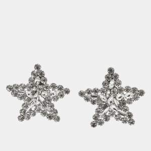 مملوكة مسبقًا Alessandra Rich Star Crystals Silver Tone Earrings