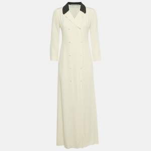 Alessandra Rich Cream Silk Double Breasted Maxi Dress M