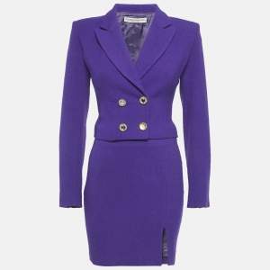 Pre Owned طقم جاكيت وتنورة منسوجة قماش بنفسجي أليساندرا ريتش صغير