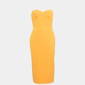 Alex Perry Orange Stretch Crepe Lee Midi Dress M