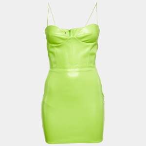 Pre Owned Alex Perry Neon Green Faux Leather Strappy Clay Mini Dress S 