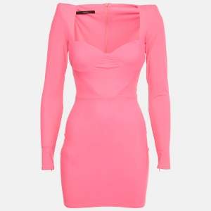 Pre Owned Alex Perry Pink Jersey Corset Mini Dress S