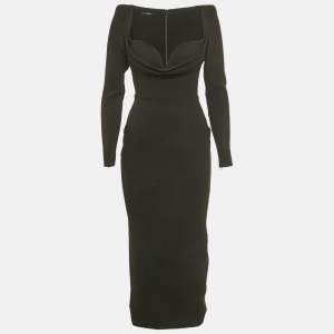 Pre Owned Alex Perry Black Crepe Corin Midi Dress S