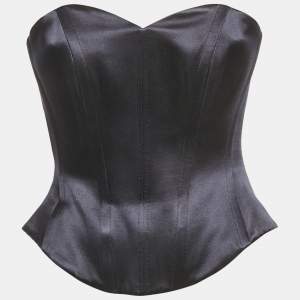 Pre Owned Alex Perry Blue Satin Strapless Corset Top XS