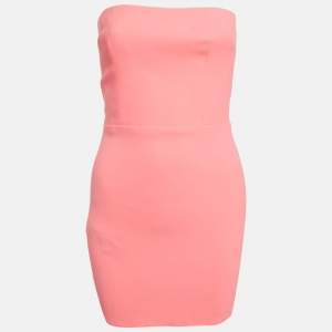 مملوكة مسبقًا Alex Perry Neon Pink Stretch Crepe Strapless Mini Dress S