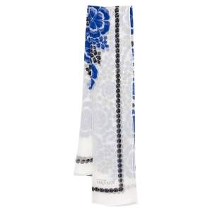 Alexander McQueen White Floral Print Chiffon Silk Scarf