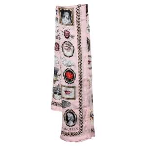 Alexander McQueen Pink Cameo and Curiosities Silk Scarf