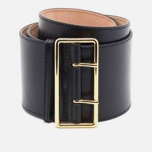 Alexander McQueen Black Leather Waist Belt 85 CM