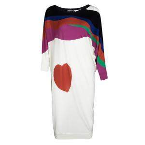 Alexander McQueen Multicolor Heart Intarsia Wool Dolman Sleeve Tunic Dress L