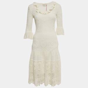 Alexander McQueen Ivory Crochet Frill Midi Dress S