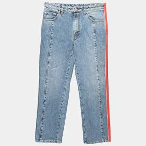 Pre Owned Alexander McQueen Navy Blue Denim Side Stripe Jeans S