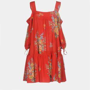 Alexander McQueen Red Floral Print Silk Mini Dress S (IT 40)