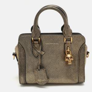 Alexander McQueen Gold Textured Leather Heroine Satchel