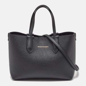 Alexander McQueen Black Leather Mini Shopper Tote