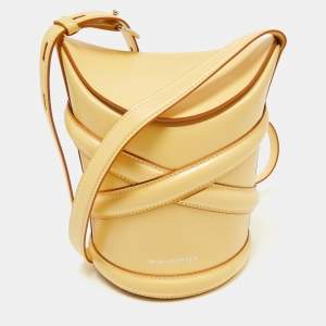 Alexander McQueen Yellow Leather Small The Curve Bucket Bag
