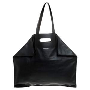 Alexander McQueen Black Leather De Manta Tote
