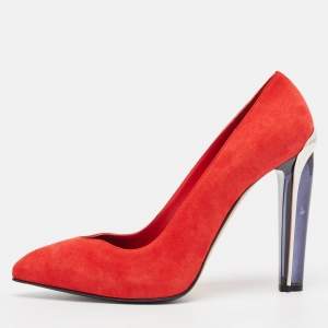 Alexander McQueen Red Suede Pointed Toe Pumps Size 39