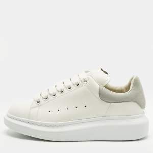 Pre Owned Alexander McQueen White Leather and Suede Oversized Low Top Sneakers Size 37