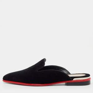 Pre Owned Alexander McQueen Black Velvet Ofelia Pointed Toe Flat Mules Size 36