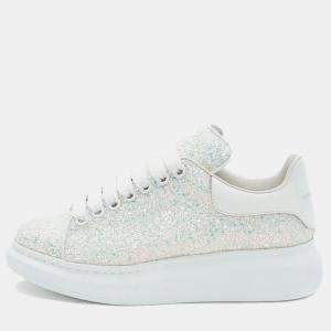 Pre Owned Alexander McQueen Oversixed Sneaker in Glitter Silver Size 38.5