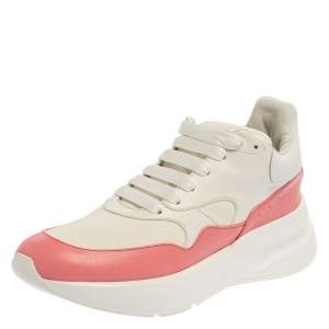 Pre Owned Alexander McQueen White/Pink Leather Oversized Runner Low Top Sneakers Size 41